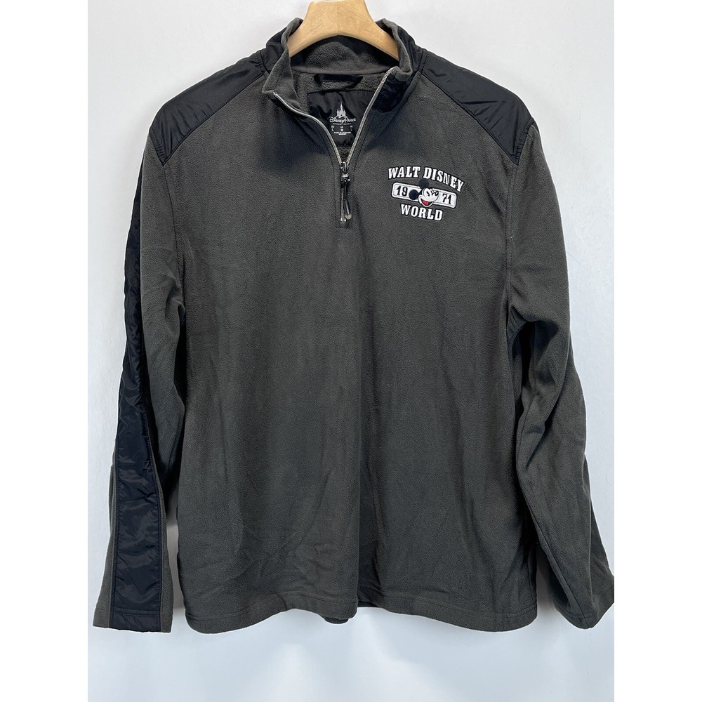 Mens Disney Parks Walt Disney World WDW Fleece Pullover Jacket Sz M GUC Mickey